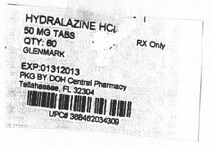hydralazine hydrochloride tablets label - 50 mg