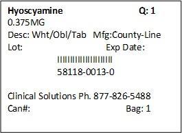 Hyoscyamine Sulfate Tablets, USP label