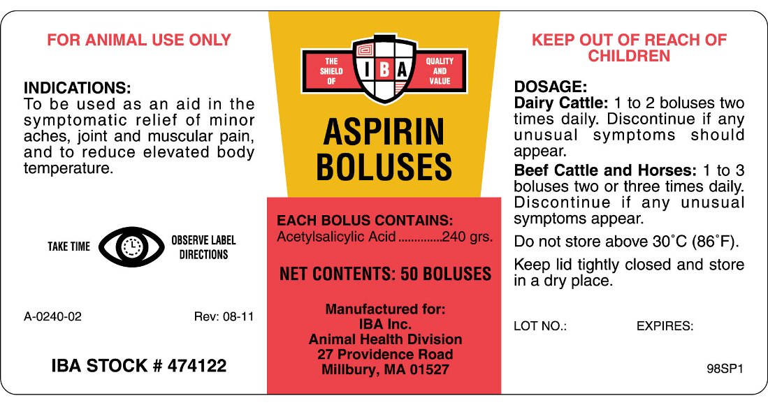 IBA Aspirin Bolus label