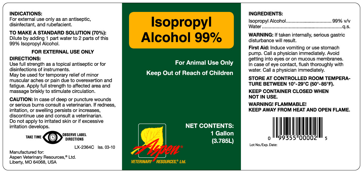 Aspen 99% Isopropyl Alcohol Gallon label
