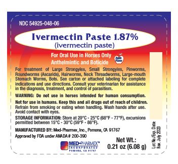 Ivermectin Paste - 6.08 g - Syringe Label
