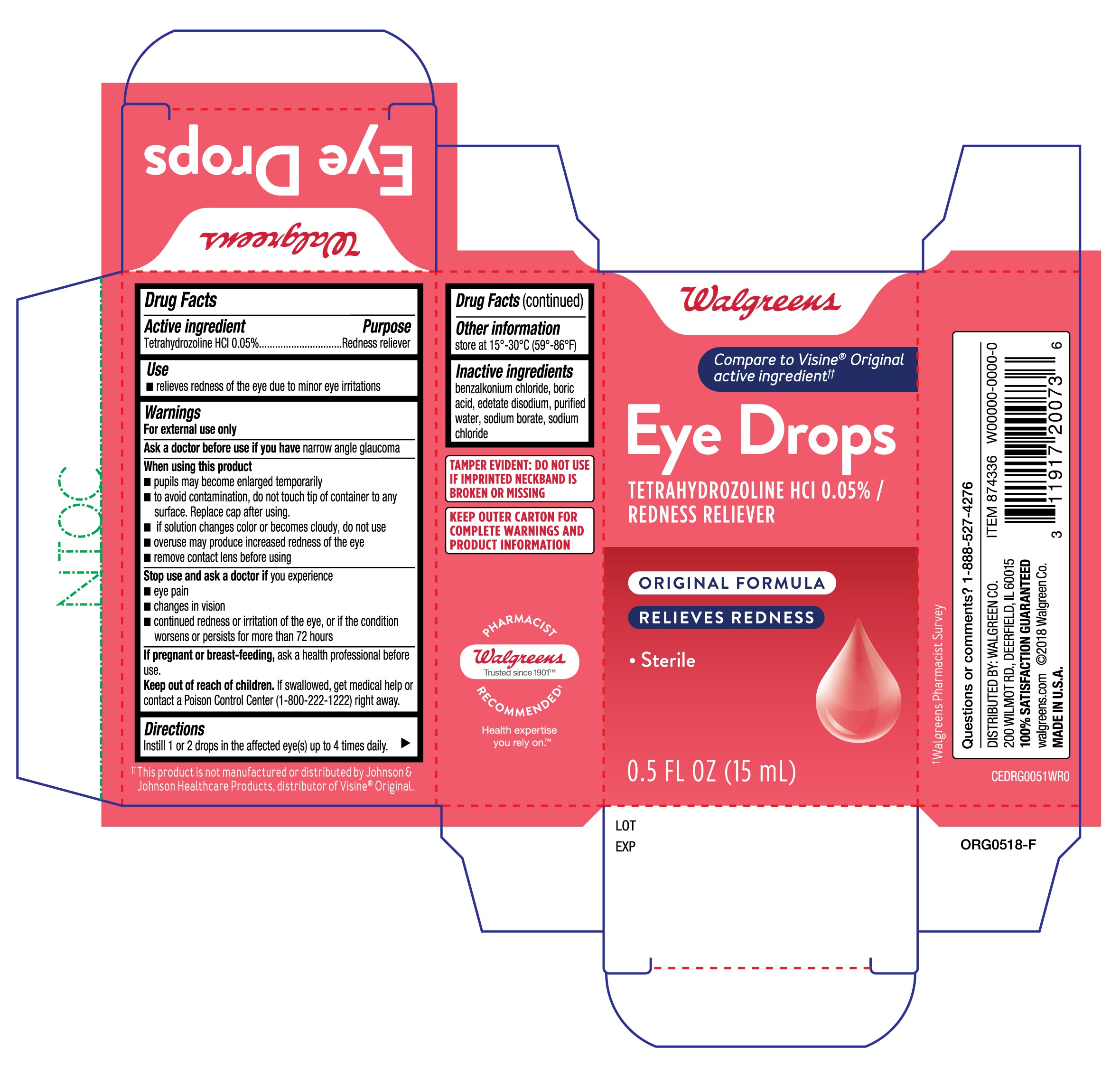 Walgreens Eye Drops Original 15mL