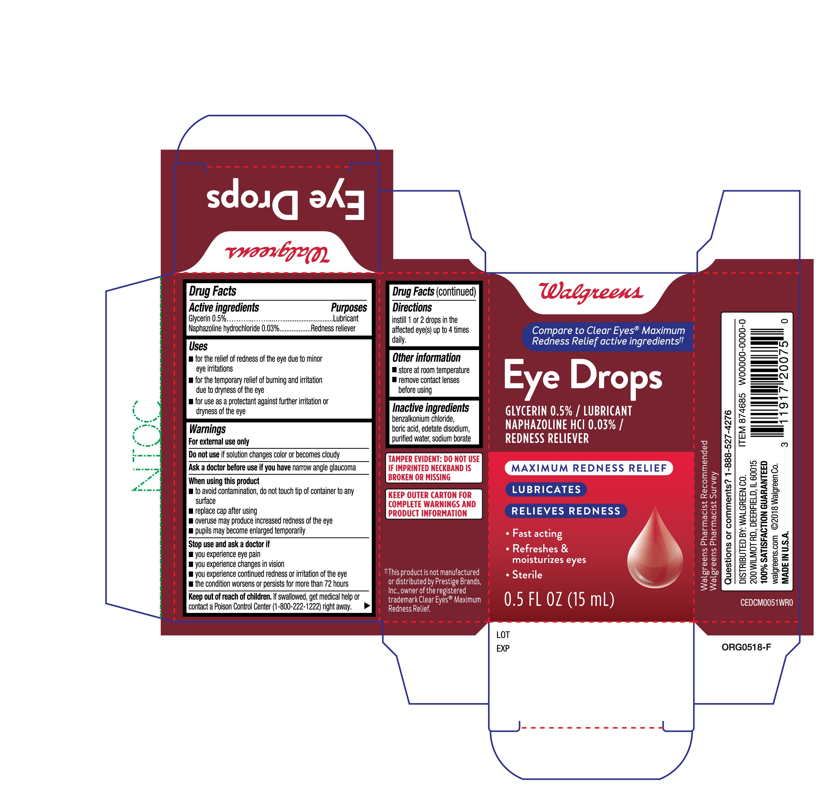 Walgreens Eye Drops Maximum Redness Relief 15mL