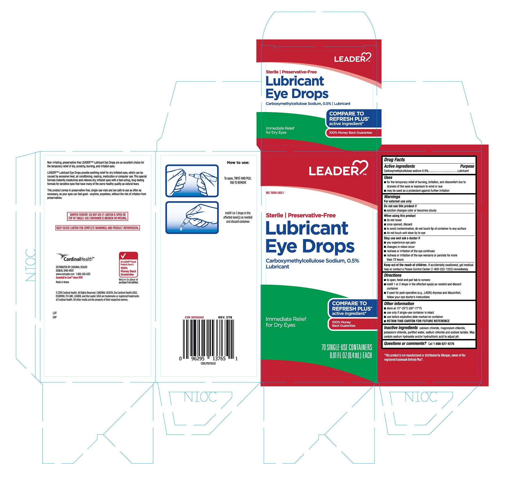 Leader Lubricant Eye Drops Preservative-Free 70 ct
