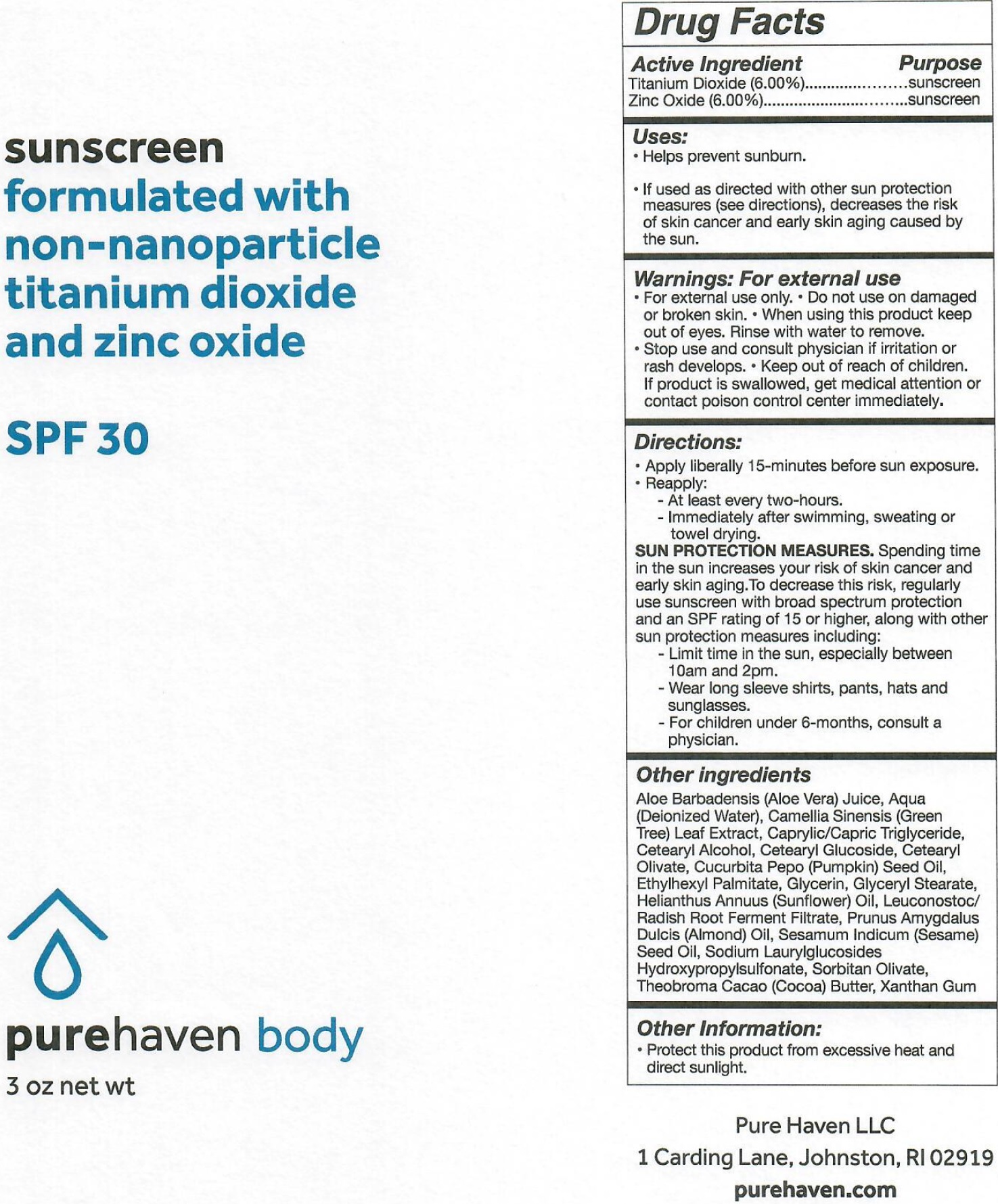 Pure Haven Body Spf 30 | Titanium Dioxide, Zinc Oxide Cream while Breastfeeding