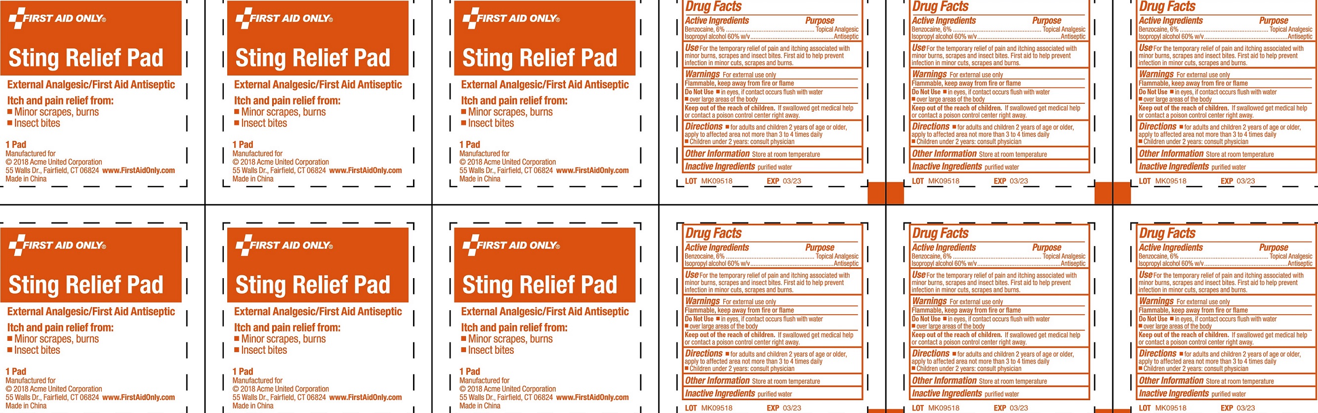 Sting Relief Pad | Benzocaine, Isopropyl Alcohol Swab Breastfeeding