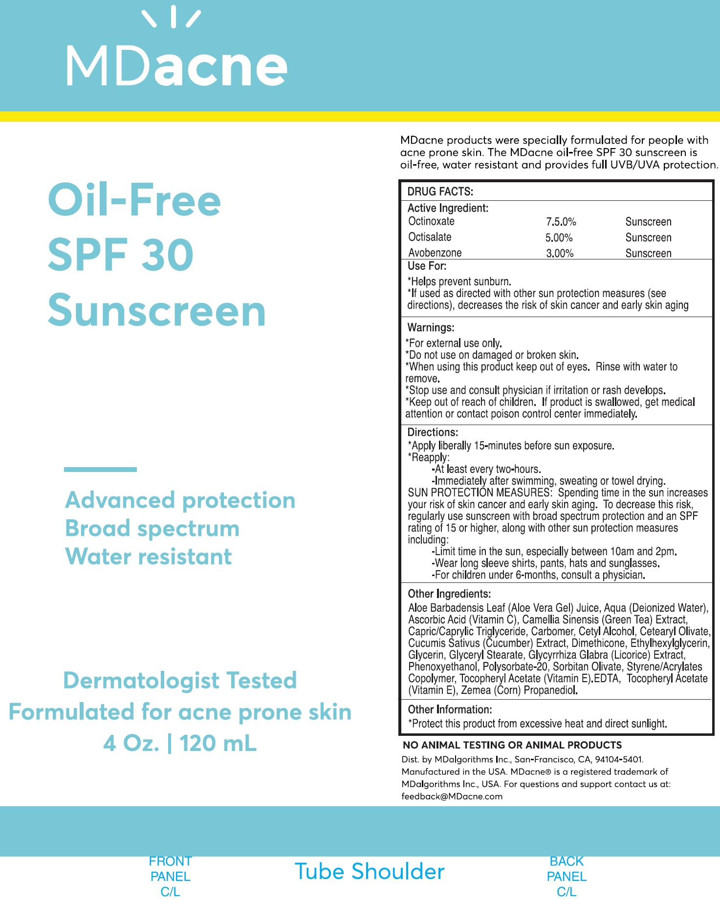 Md Acne Oil Free Spf 30 Sunscreen | Octinoxate, Octisalate, Avobenzone Cream while Breastfeeding