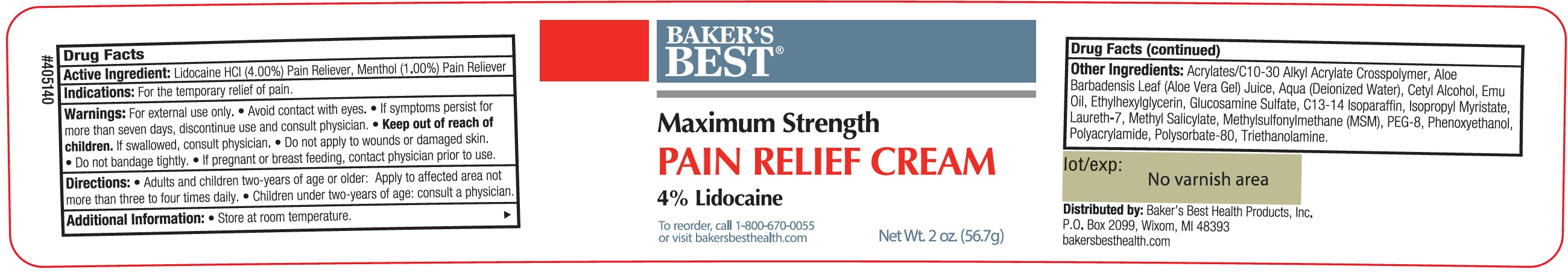 Is Baker's Best Maximum Strength Pain Relief | Lidocaine Hydrochloride, Menthol Cream safe while breastfeeding