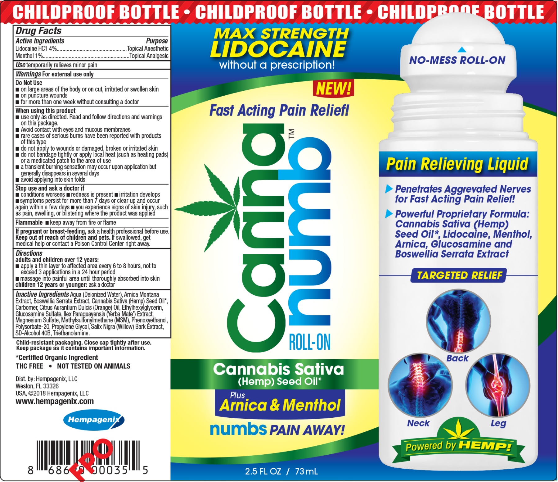 Canna Numb Roll On | Lidocaine Hydrochloride, Menthol Liquid Breastfeeding