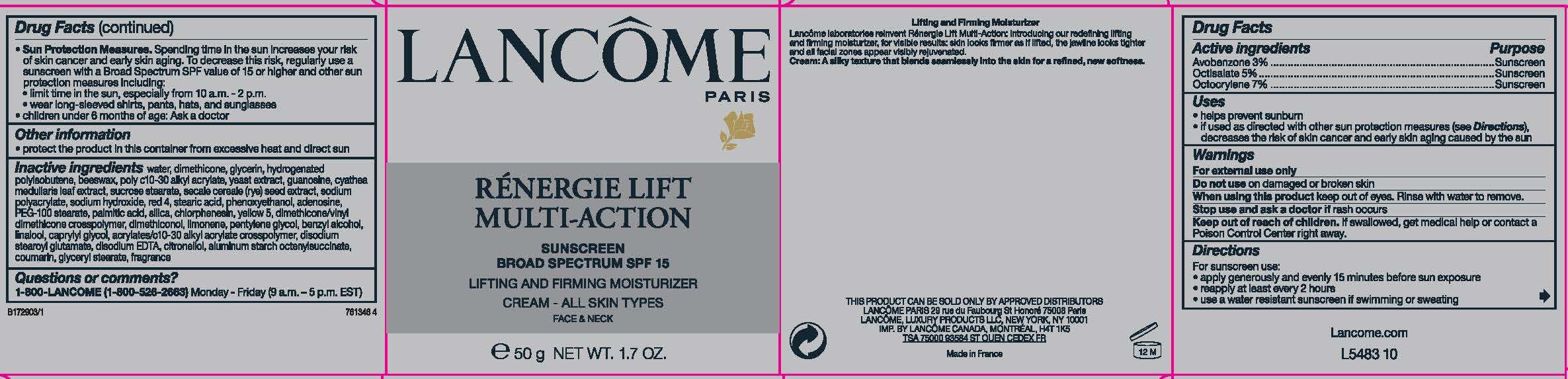 Lancome Paris Renergie Lift Multiaction Sunscreen Broad Spectrum Spf 15 Lift And Firming Face And Neck All Skin Types while Breastfeeding
