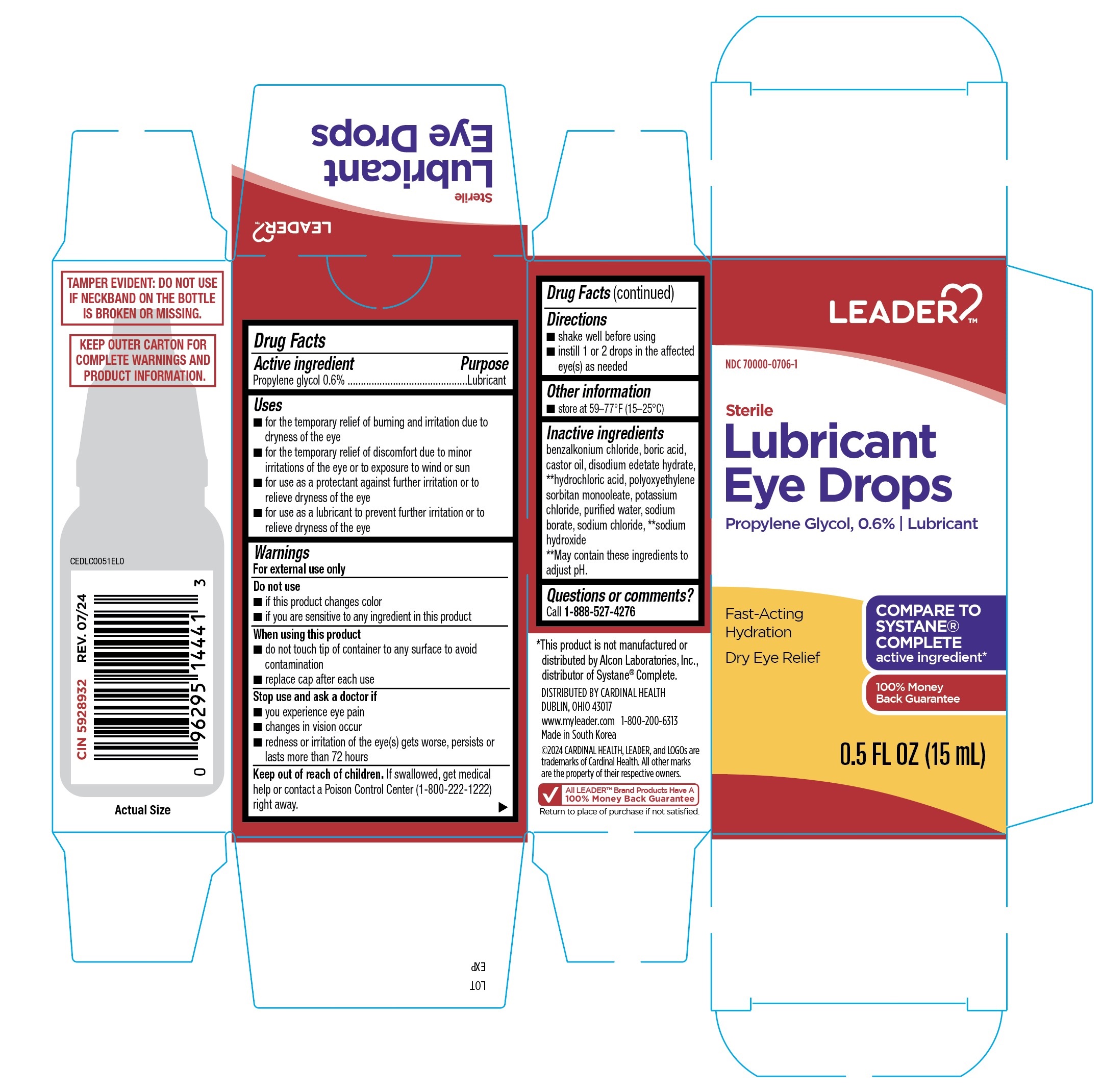 Leader Lubricant Eye Drops Fast-Acting Hydration 15mL