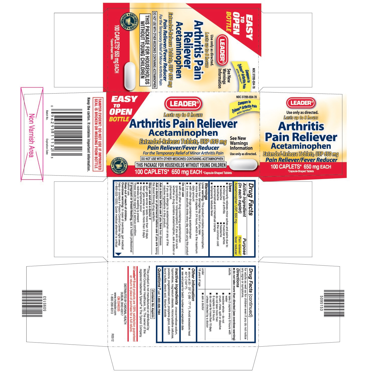 Leader Arthritis Pain Reliever | Acetaminophen Tablet, Film Coated, Extended Release while Breastfeeding