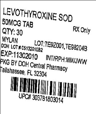 Levothyroxine Sodium Tablets 50 mcg (0.05 mg) 
