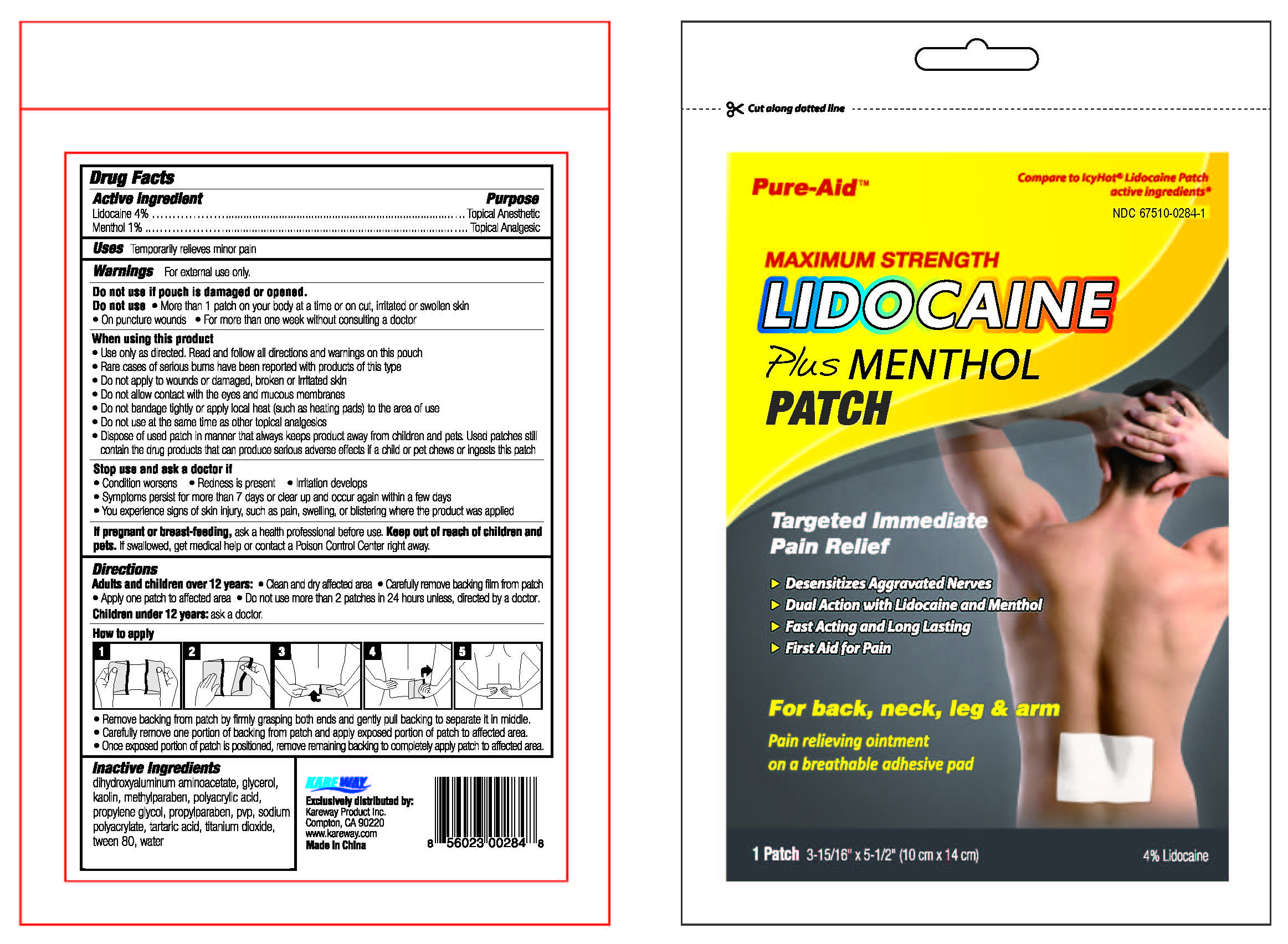 Pure-aid | Lidocaine, Menthol Patch Breastfeeding