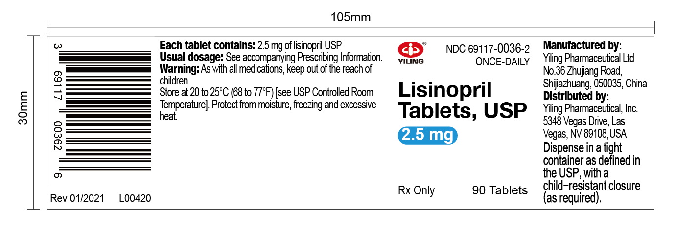 lisinopril --2.5mg90s