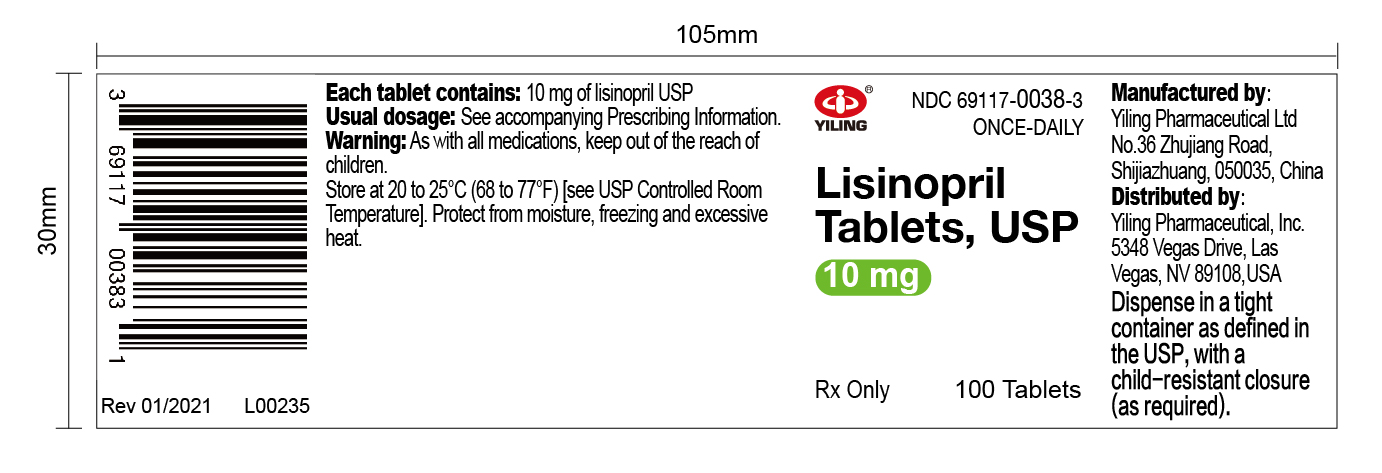 lisinopril --10mg100s