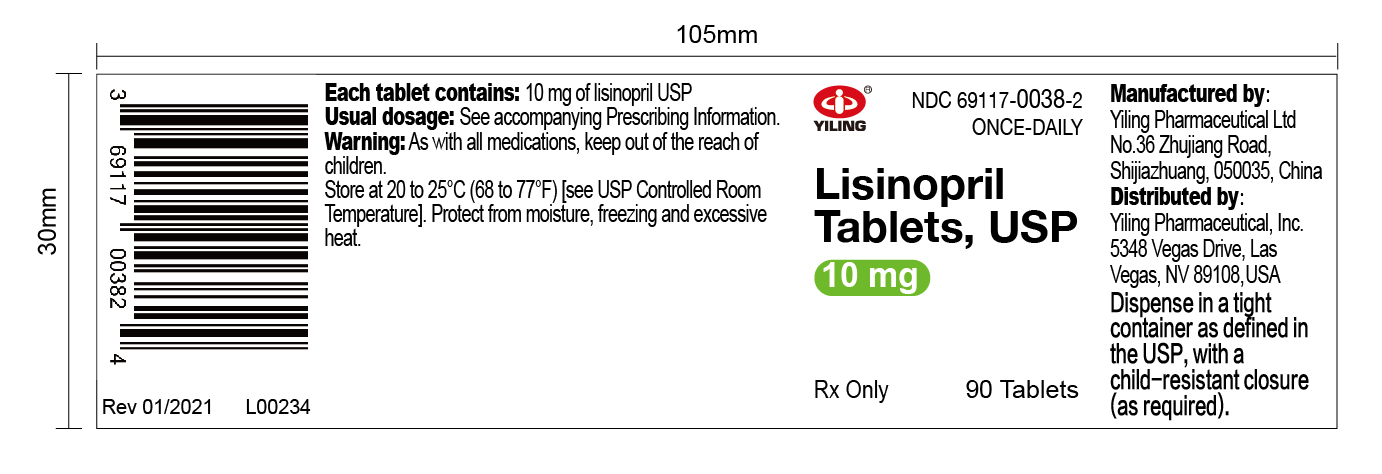 lisinopril --10mg90s