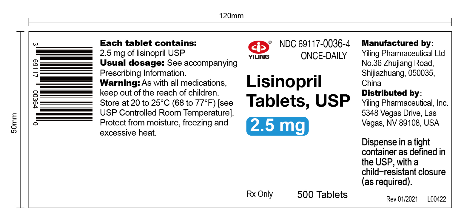 lisinopril --2.5mg500s