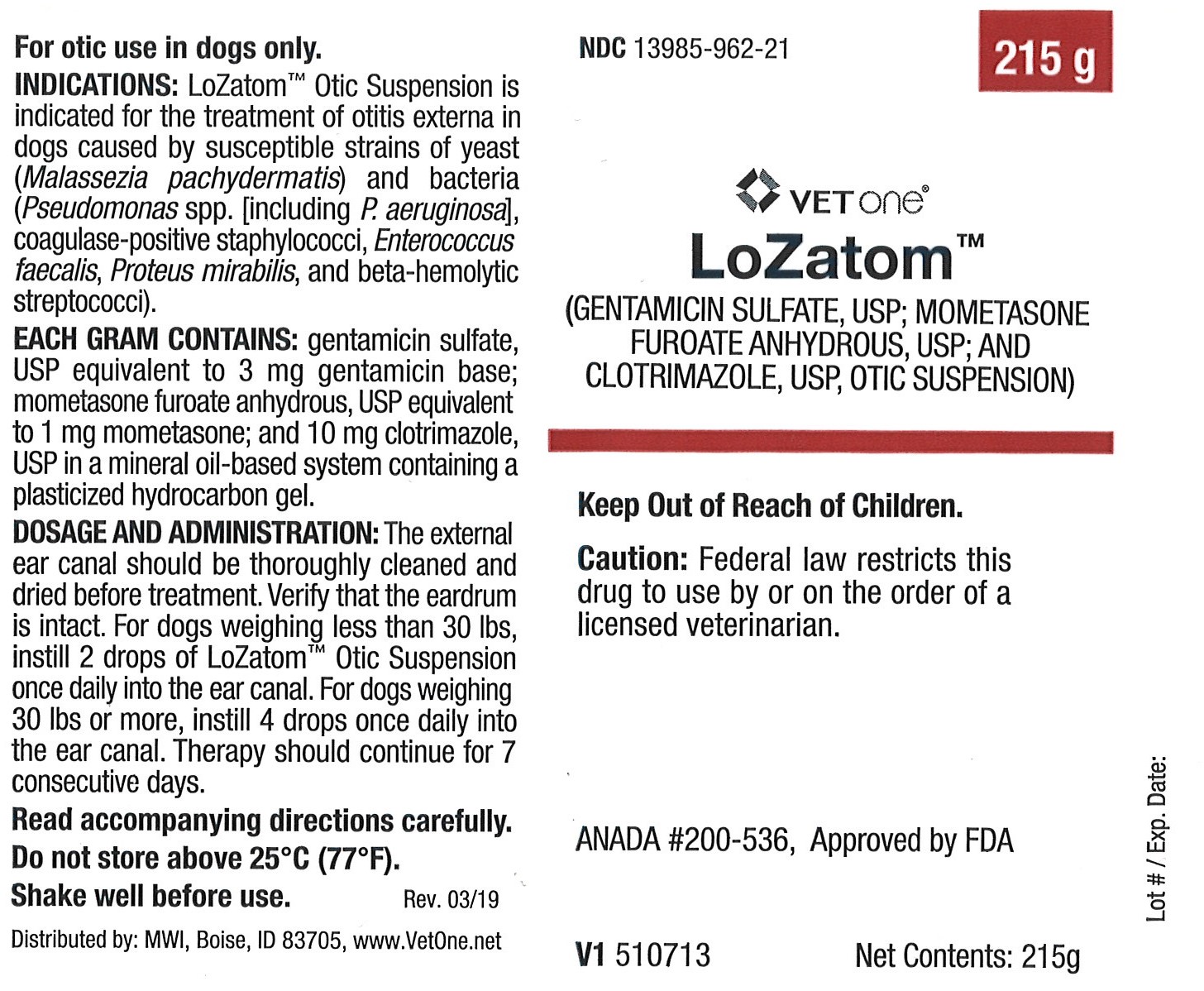 LoZatom 215g Bottle Label