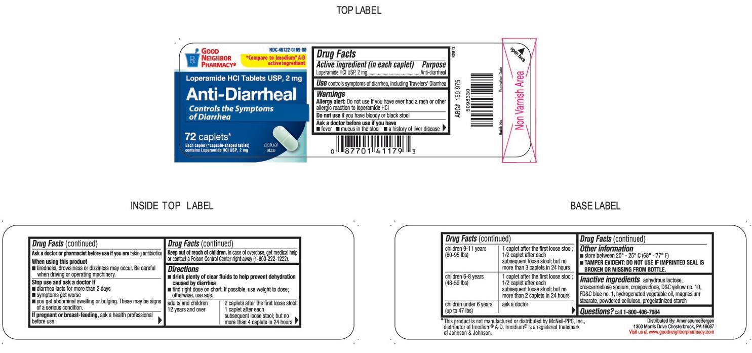 This is the bottle label for 72 count Good Neighbor Pharmacy Loperamide HCl tablets USP, 2 mg.