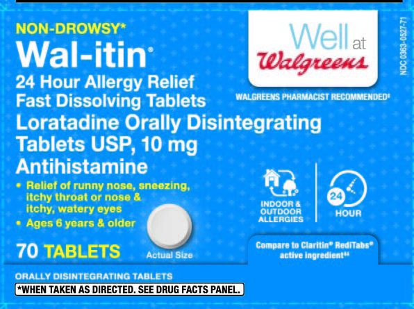 This is the 10 count blister carton label for Walgreens Loratadine ODT.
