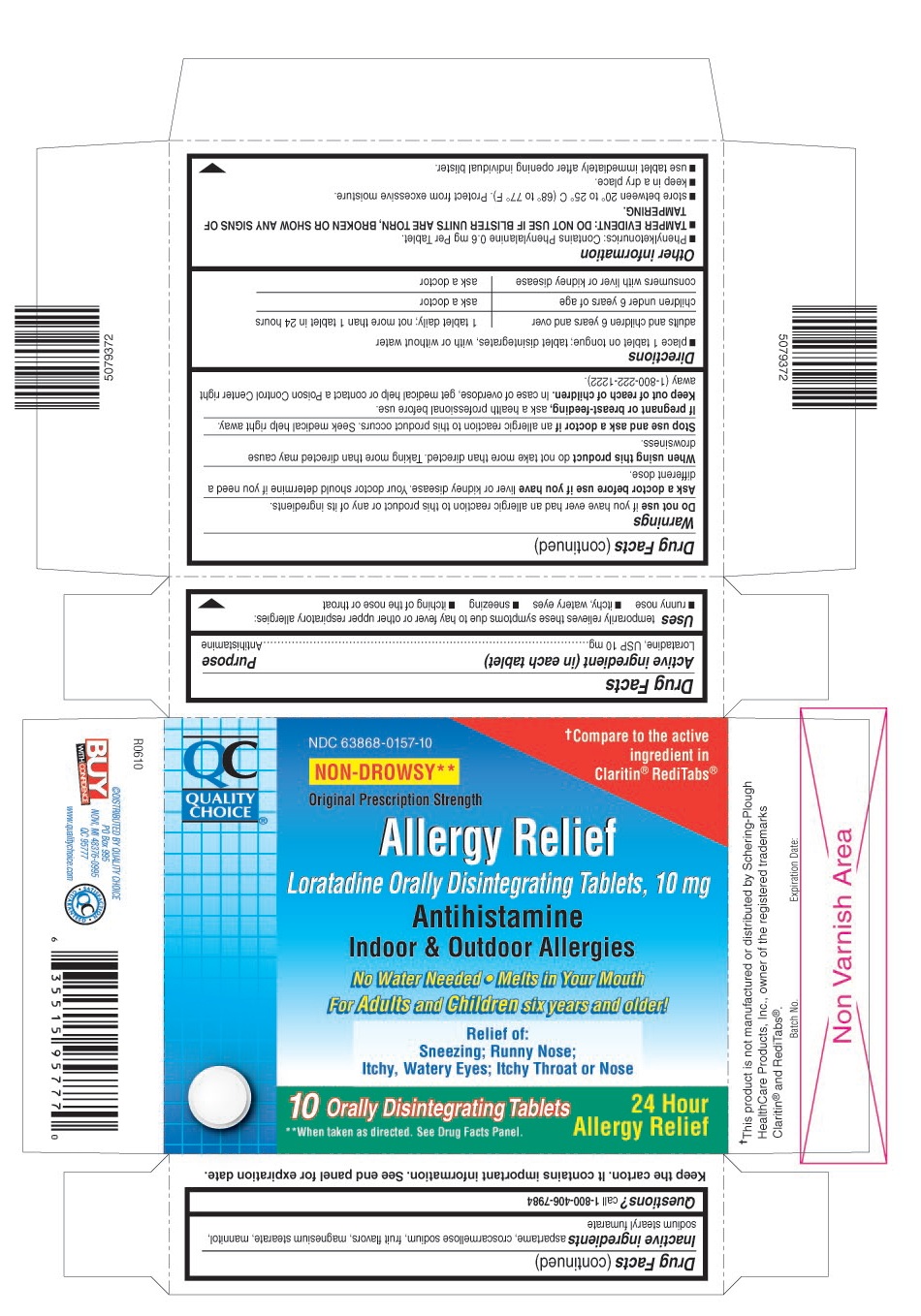 This is the 10 count blister carton label for Quality Choice Loratadine ODT, 10 mg.