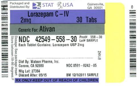 Lorazepam C-IV 2mg Label  42549 Image