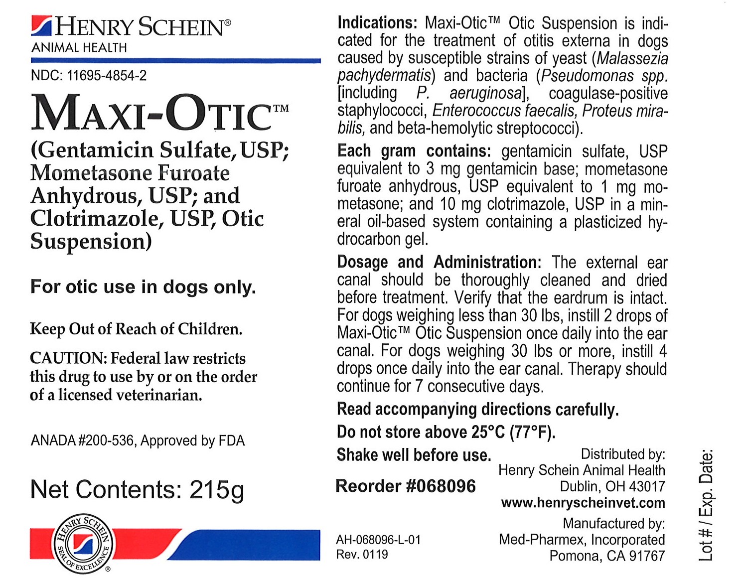 MAXI-OTIC 215g Bottle Label