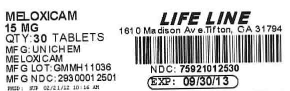 Meloxicam 15 mg Tablets Label