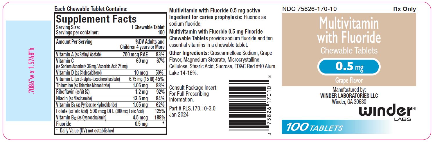 Multivitamin with Fluoride Chewable Tablets 0.5 mg 100 count