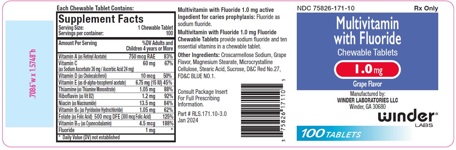 Multivitamin with Fluoride Chewable Tablets 1.0 mg 100 count