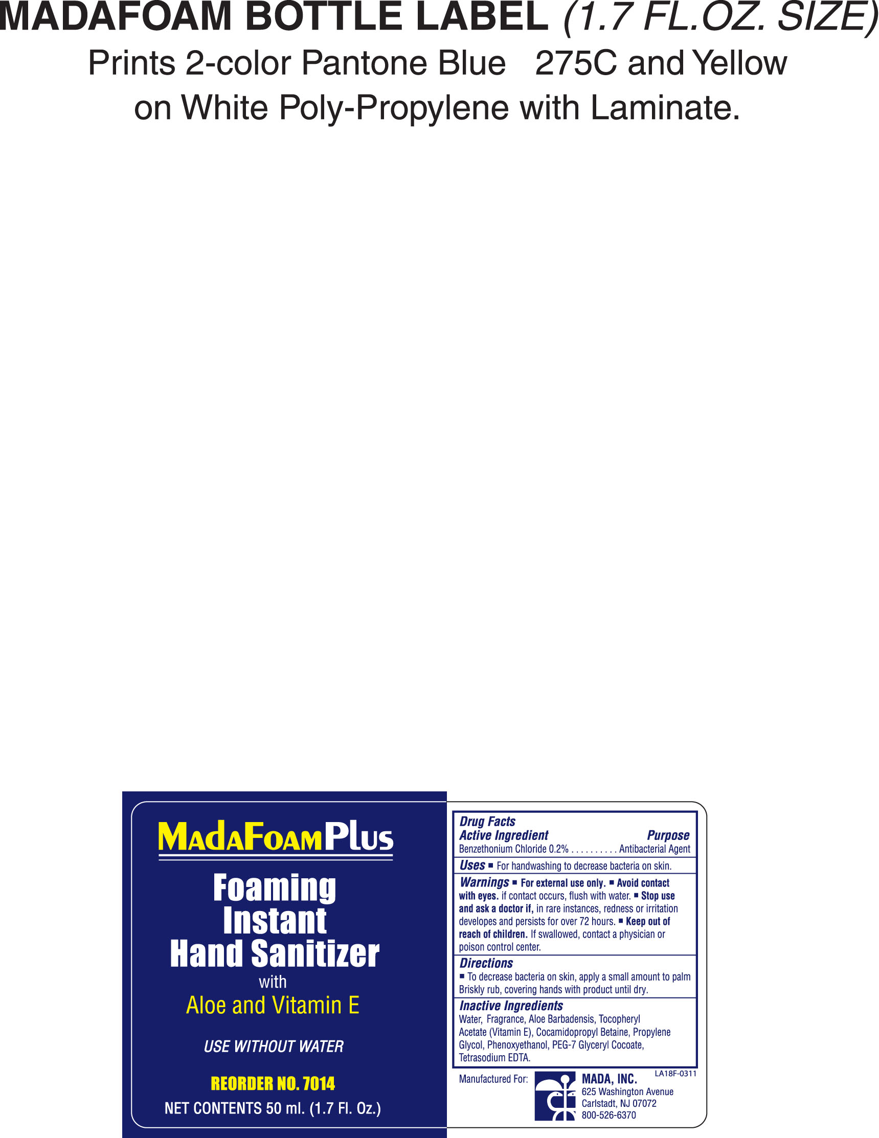 Mada Medical Foaming IHS label