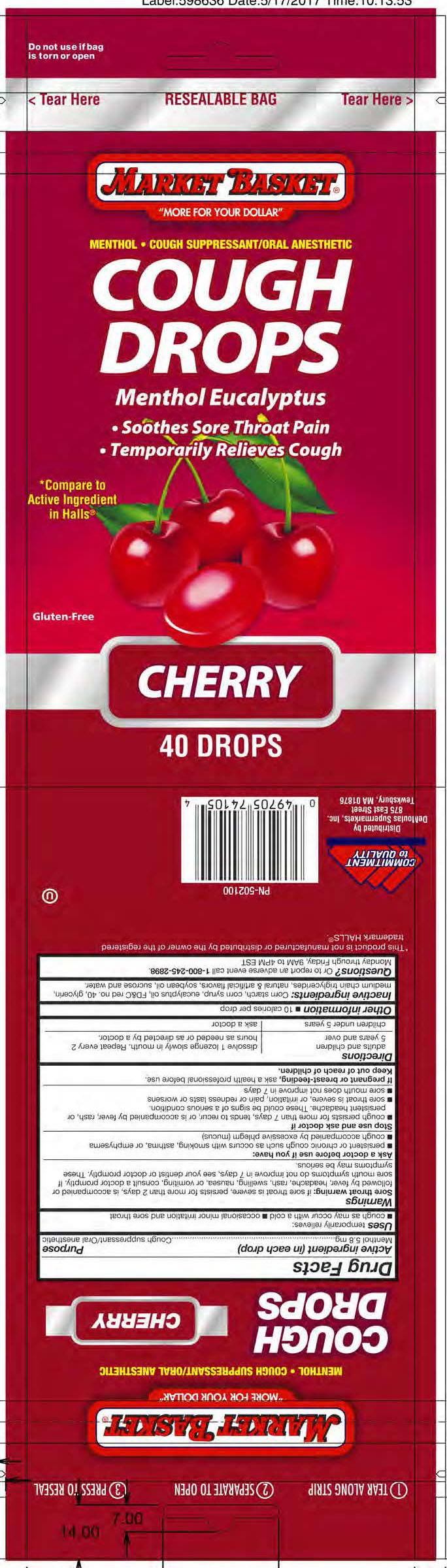 Market Basket Cherry 40ct Cough Drops