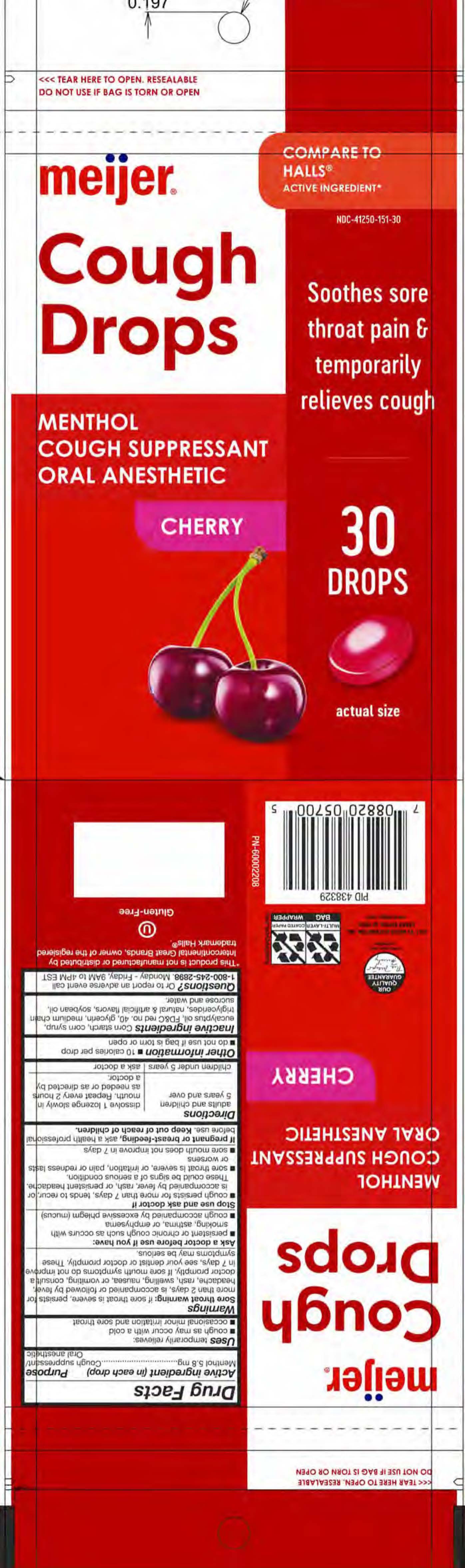 Meijer Cherry 30ct Cough Drops