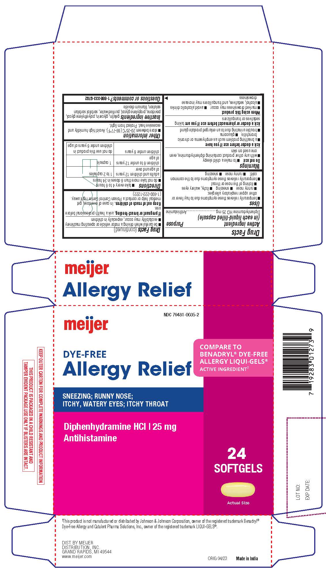 Meijer Dye Free Allergy  24 CT