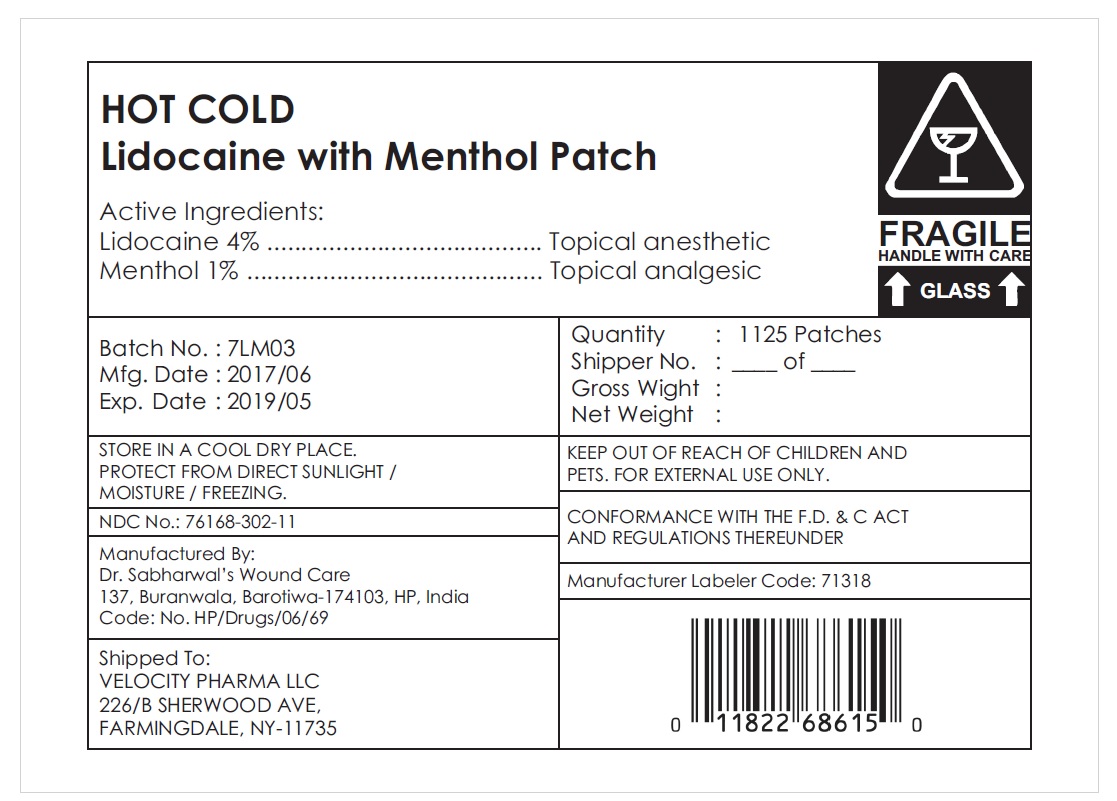 Menthol and lidocaine patch bulk label