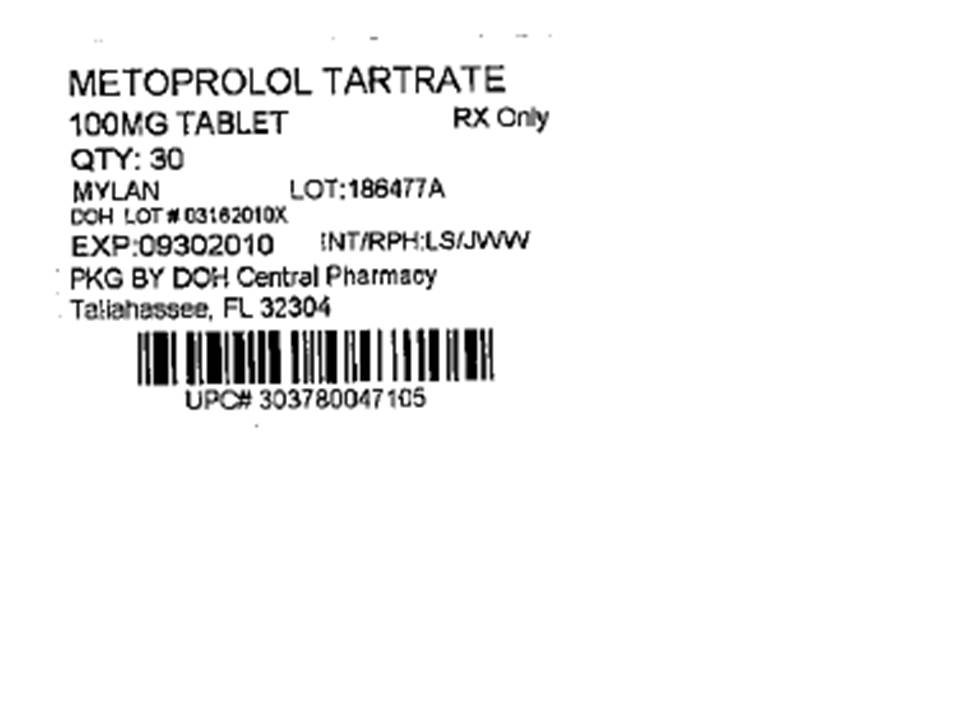 Metoprolol Tartrate Tablets 100 mg Bottles