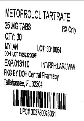 Metoprolol Tartrate Tablets 25 mg Bottles