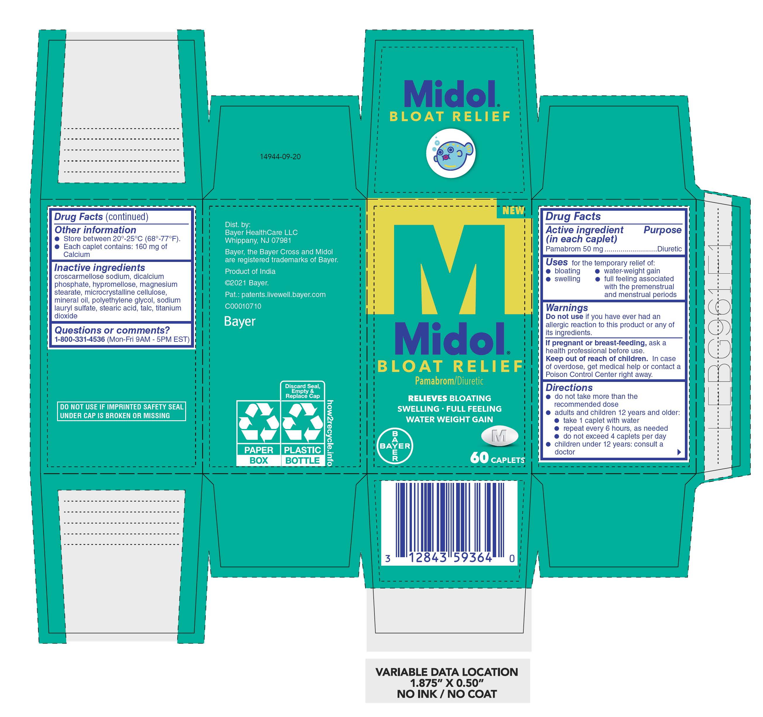 Midol Bloat Relief Carton 60 count
