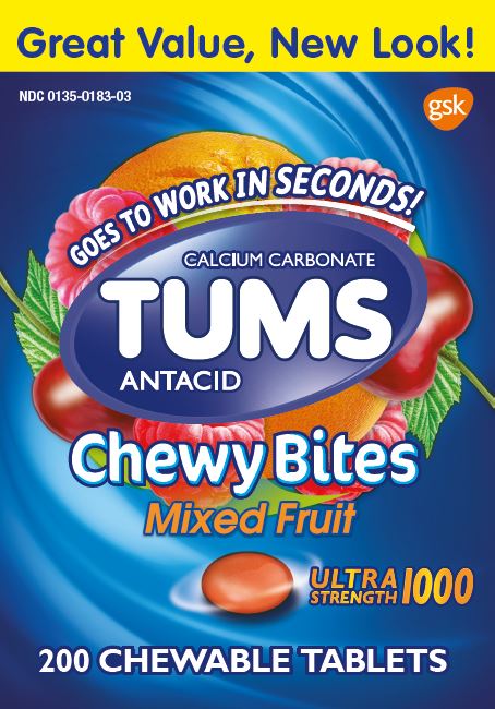 Tums Chewy Bites Ultra Mixed Fruit 200 ct