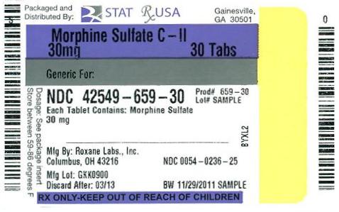 Morphine Sulfate C-II 30mg Label Image