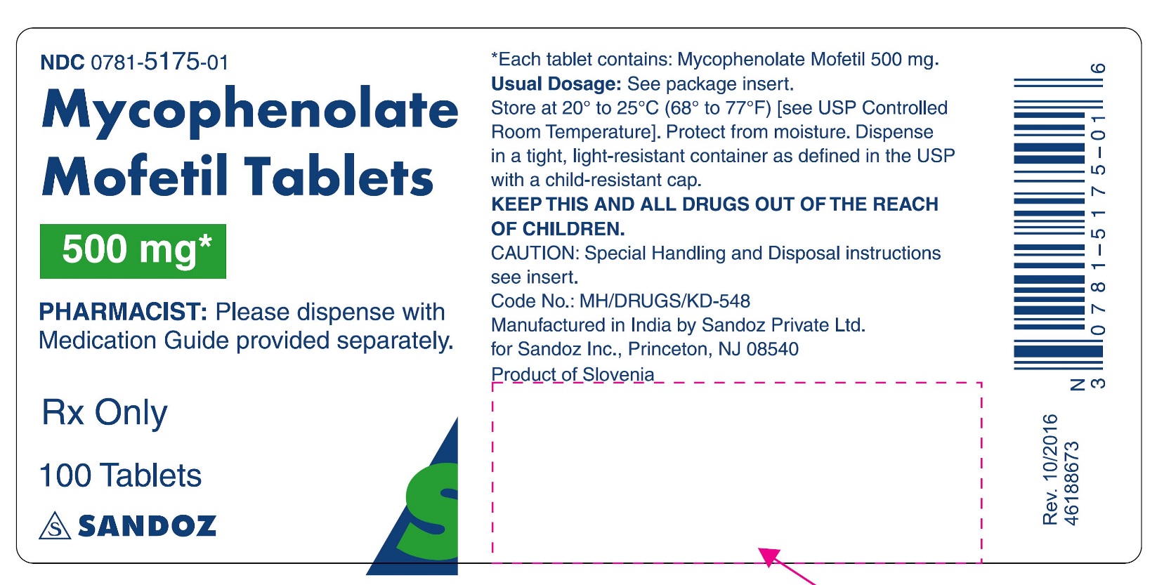 500 mg Tablet label
