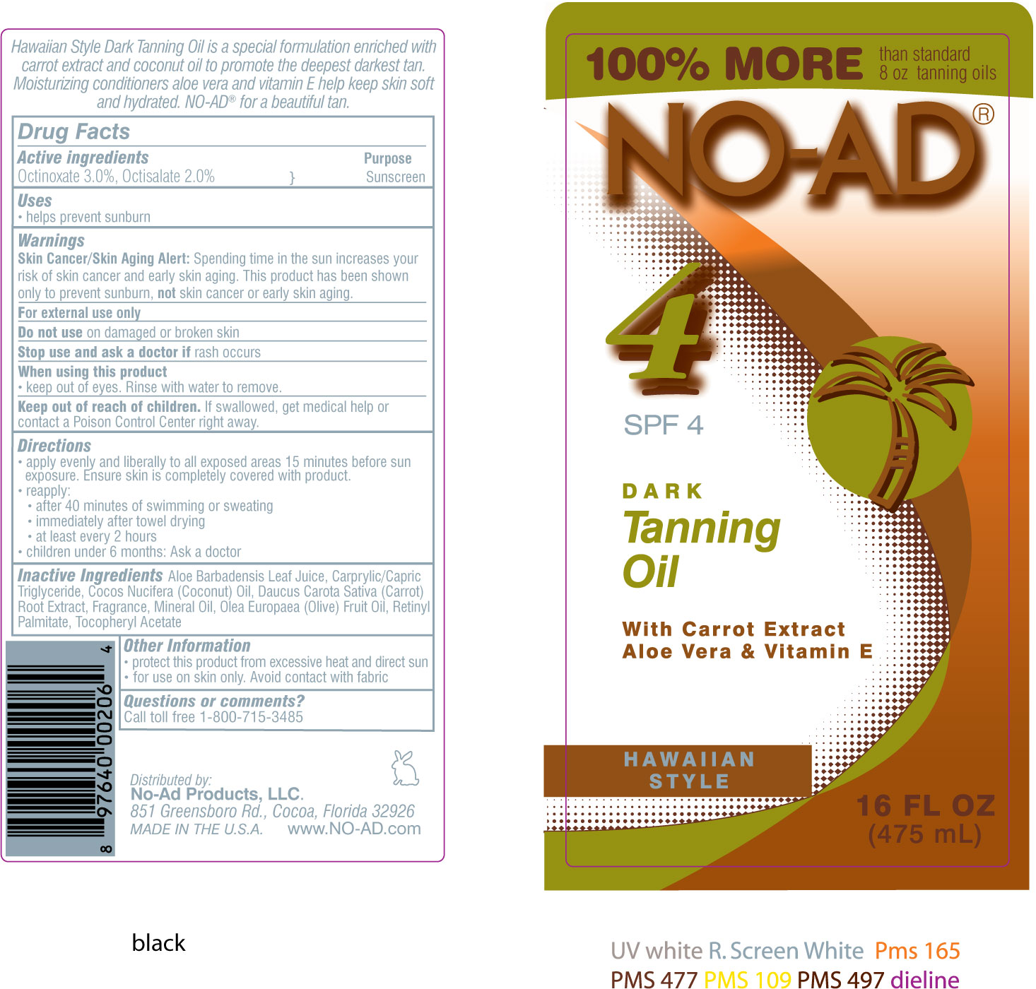 No-ad Spf4 Dark Tanning Oil | Octinoxate, Octisalate Spray Breastfeeding