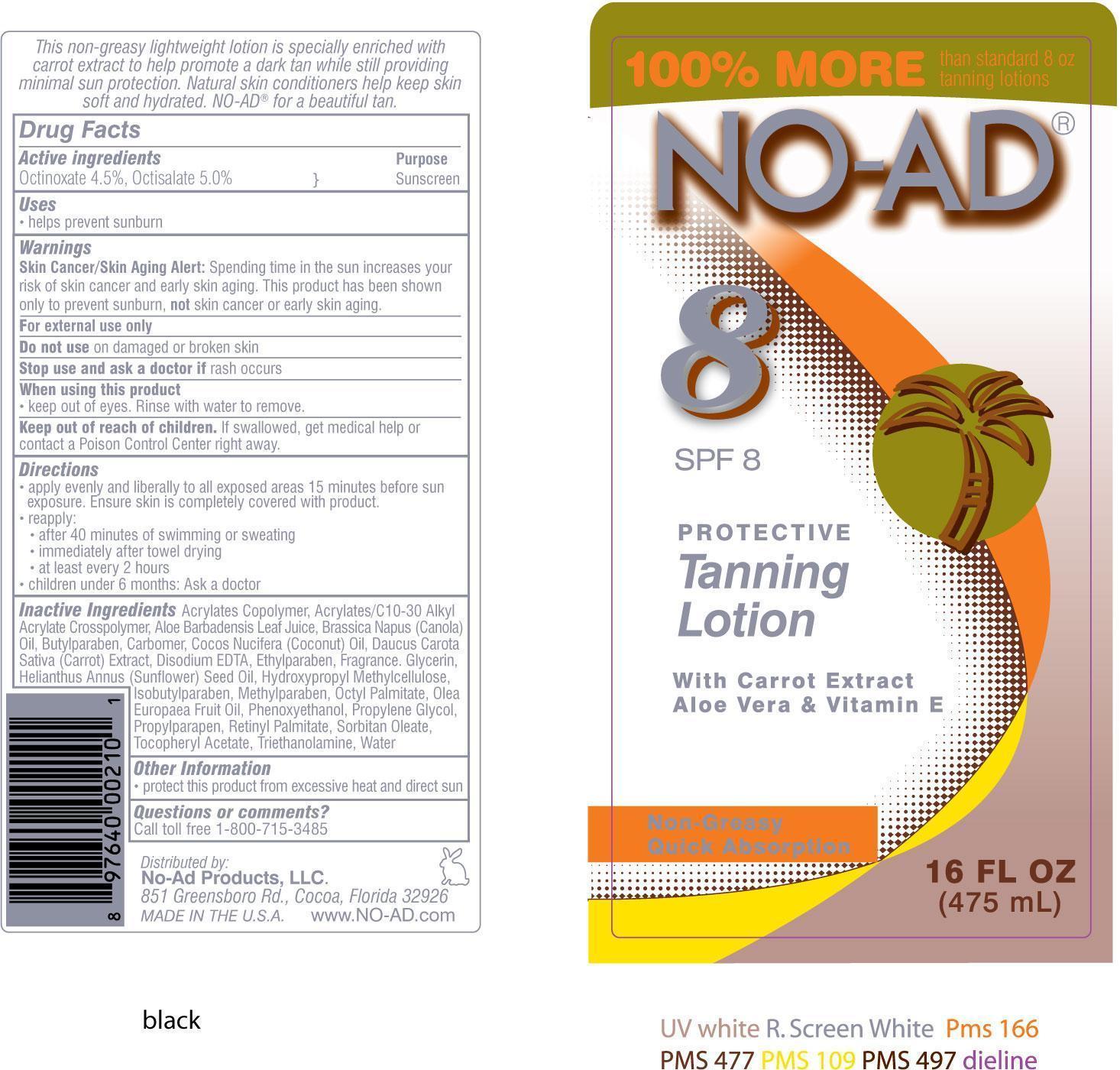 No-ad Spf 8 Tanning | Octinoxate, Octisalate Lotion Breastfeeding
