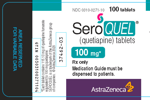 Seroquel 100 mg 100 tablet bottle label