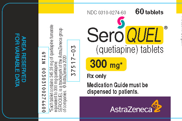 Seroquel 300 mg 60 tablet bottle label