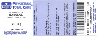 image of Nadolol 40 mg package label