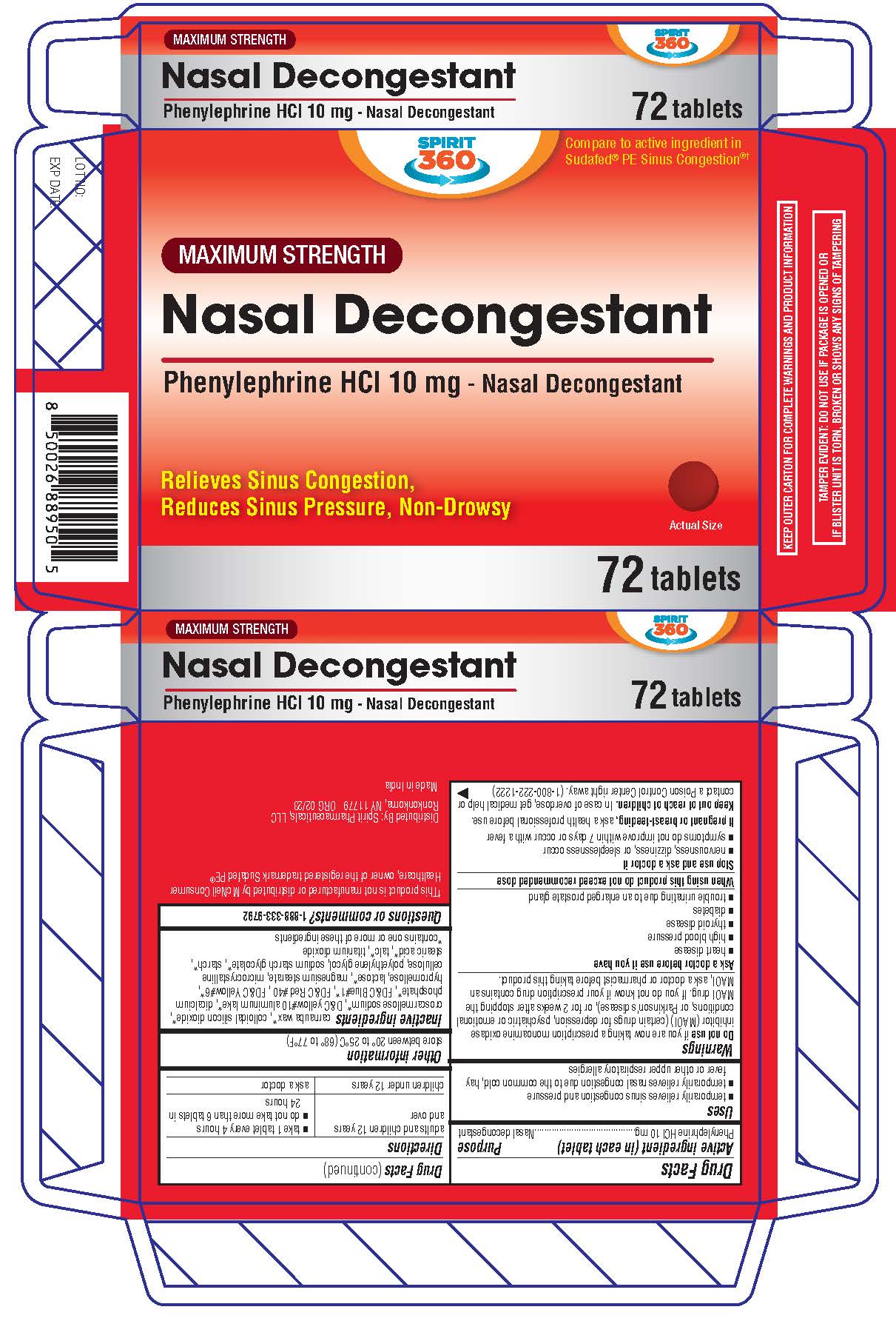 Nasal Decongestant 72 ct