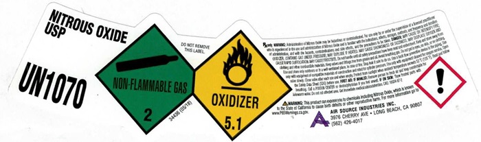 Nitrous Oxide Shoulder Label