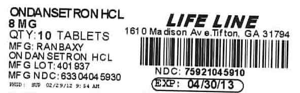 Ondansetron HCl 8 mg Tablet Label